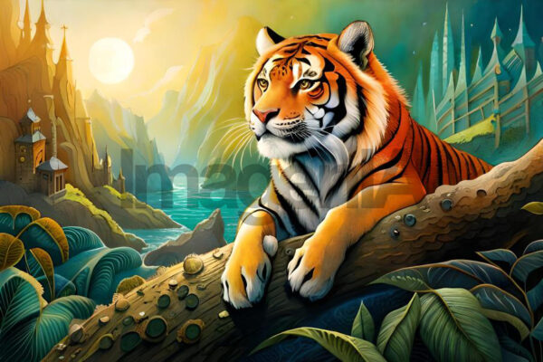 Imagen de un tigre en un estilo especial creada con Inteligencia Artificial.